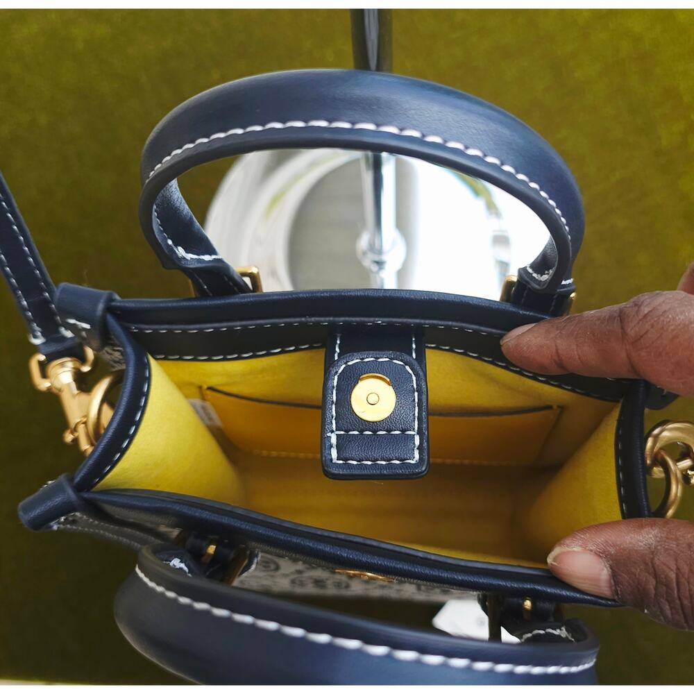 Tory Burch Mini T Monogram Jacquard N/S Tote – Tory Navy NWT - Picture 7 of 8